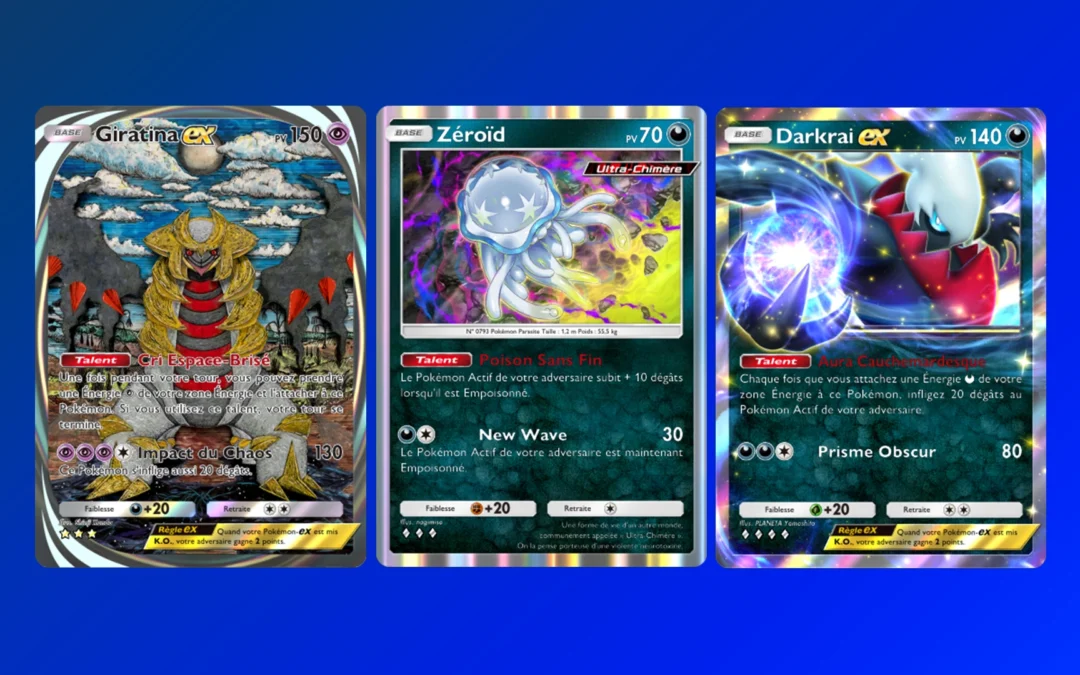 Cartes du deck Giratina EX, Darkrai EX et Zéroïd dans Pokémon TCG Pocket