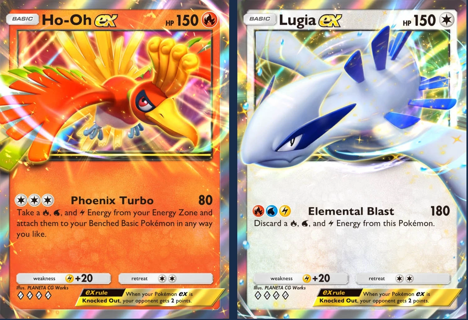 Cartes Lugia EX et Ho-Oh EX - Sagesse entre Ciel et Mer