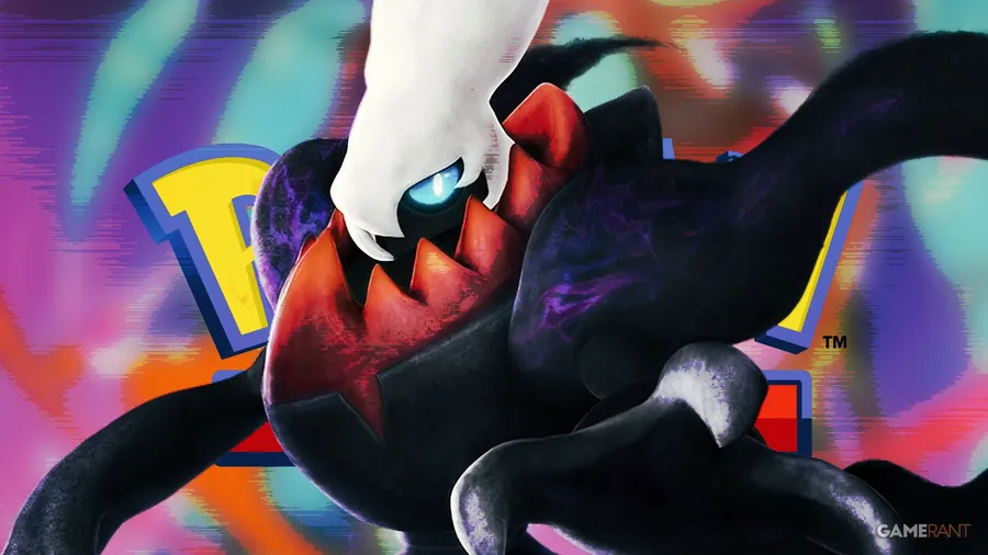 Logo officiel Pitch Black Pokémon TCG avec Méga-Darkrai et la série Méga-Évolution