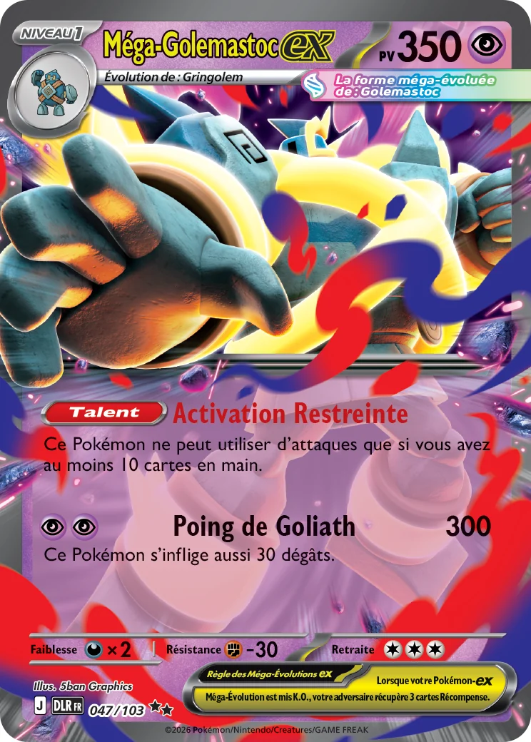 Carte Pokémon Méga-Golemastoc ex 047/103 de l'extension Règne Delta