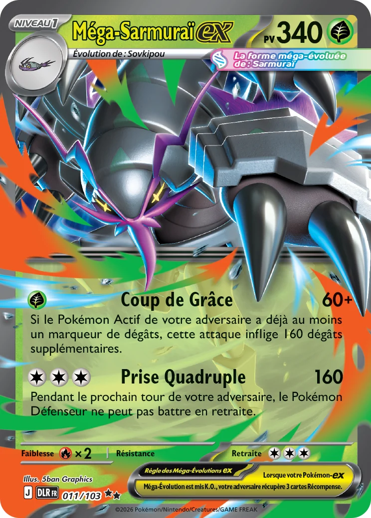 Carte Pokémon Méga-Sarmuraï ex 011/103 de l'extension Règne Delta