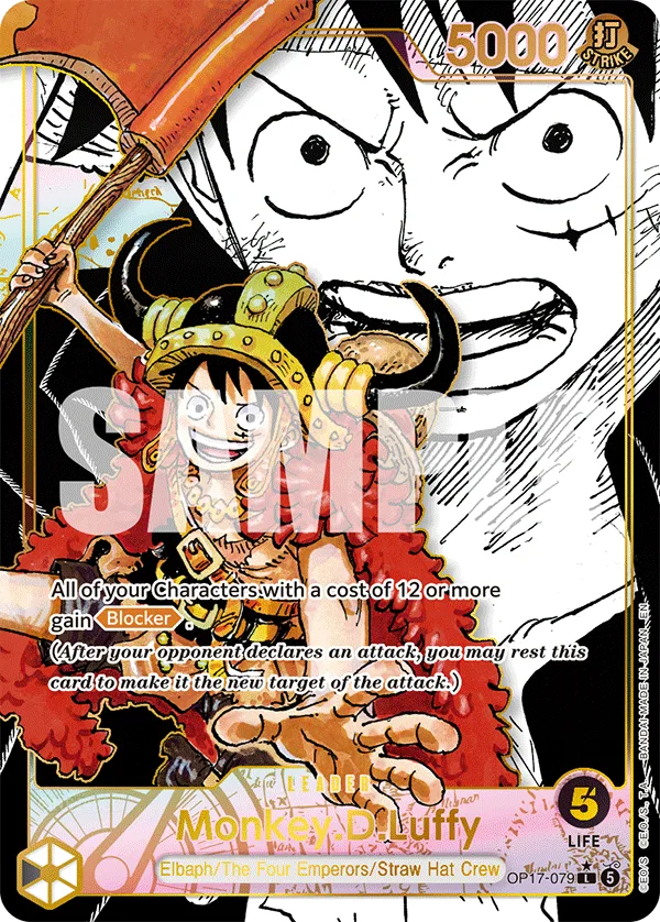 Carte Leader Monkey D. Luffy OP17-079 version Super Leader Parallel, OP17 One Piece Card Game