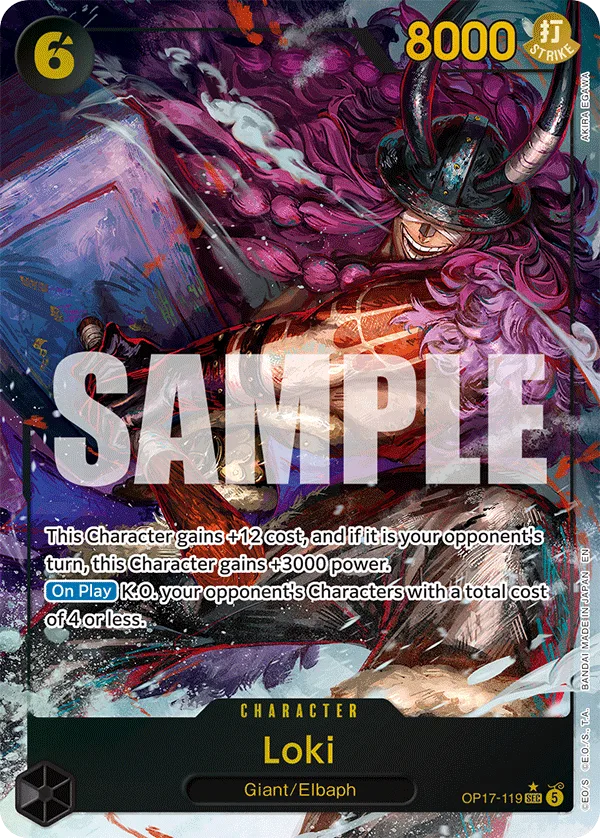 Carte secrète Loki OP17-119 version parallèle, OP17 One Piece Card Game