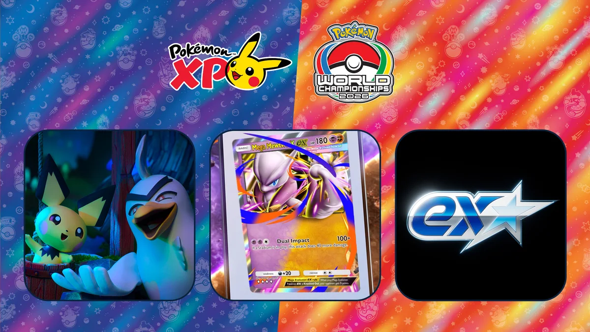 Visuel officiel de la cérémonie de clôture des Worlds 2026 où apparaît le logo de la nouvelle série Pokémon ex étoile