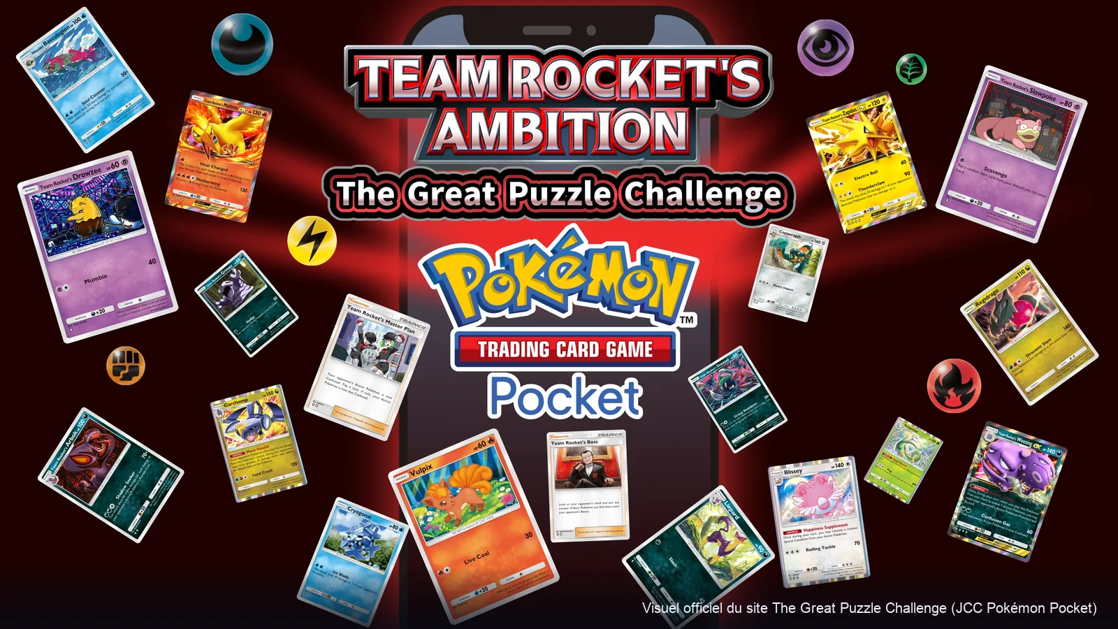 Visuel officiel du jeu de piste The Great Puzzle Challenge de Pokémon TCG Pocket